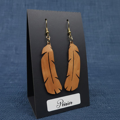 Boucles d’Oreilles Plumes en Poirier