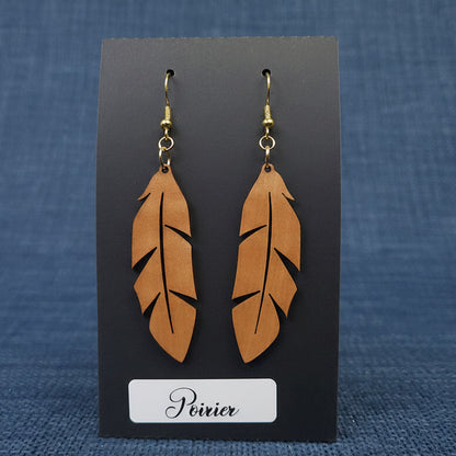 Boucles d’Oreilles Plumes en Poirier