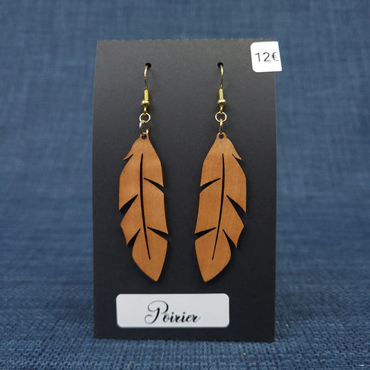 Boucles d’Oreilles Plumes en Poirier