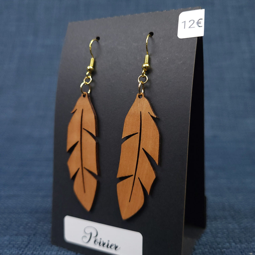 Boucles d’Oreilles Plumes en Poirier