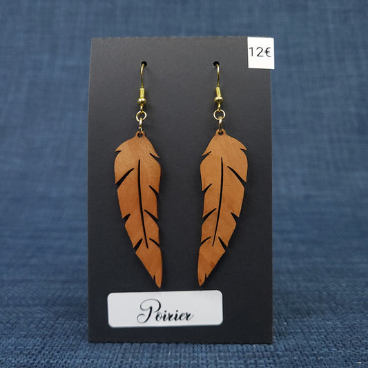 Boucles d’Oreilles Plumes en Poirier