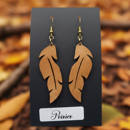 Boucles d’Oreilles Plumes en Poirier