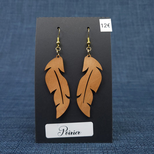 Boucles d’Oreilles Plumes en Poirier