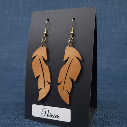 Boucles d’Oreilles Plumes en Poirier