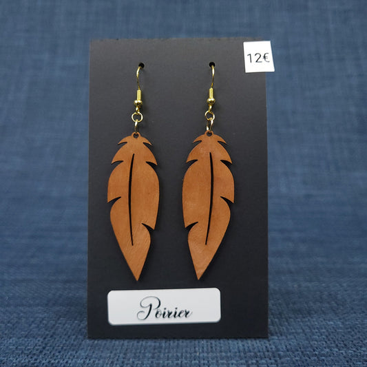 Boucles d’Oreilles Plumes en Poirier