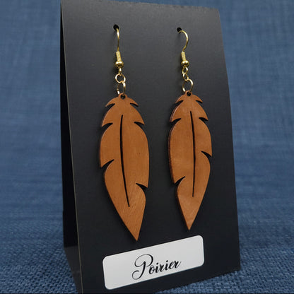 Boucles d’Oreilles Plumes en Poirier