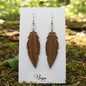 Boucles d’Oreilles Plumes en Noyer