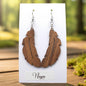Boucles d’Oreilles Plumes en Noyer