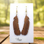 Boucles d’Oreilles Plumes en Noyer