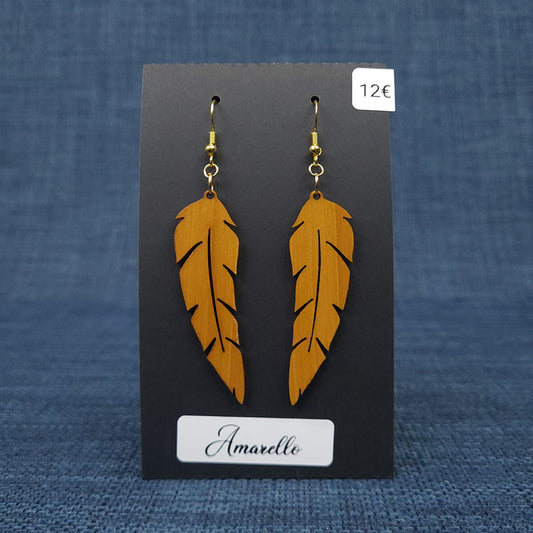 Boucles d’Oreilles Plumes – Bois Variés