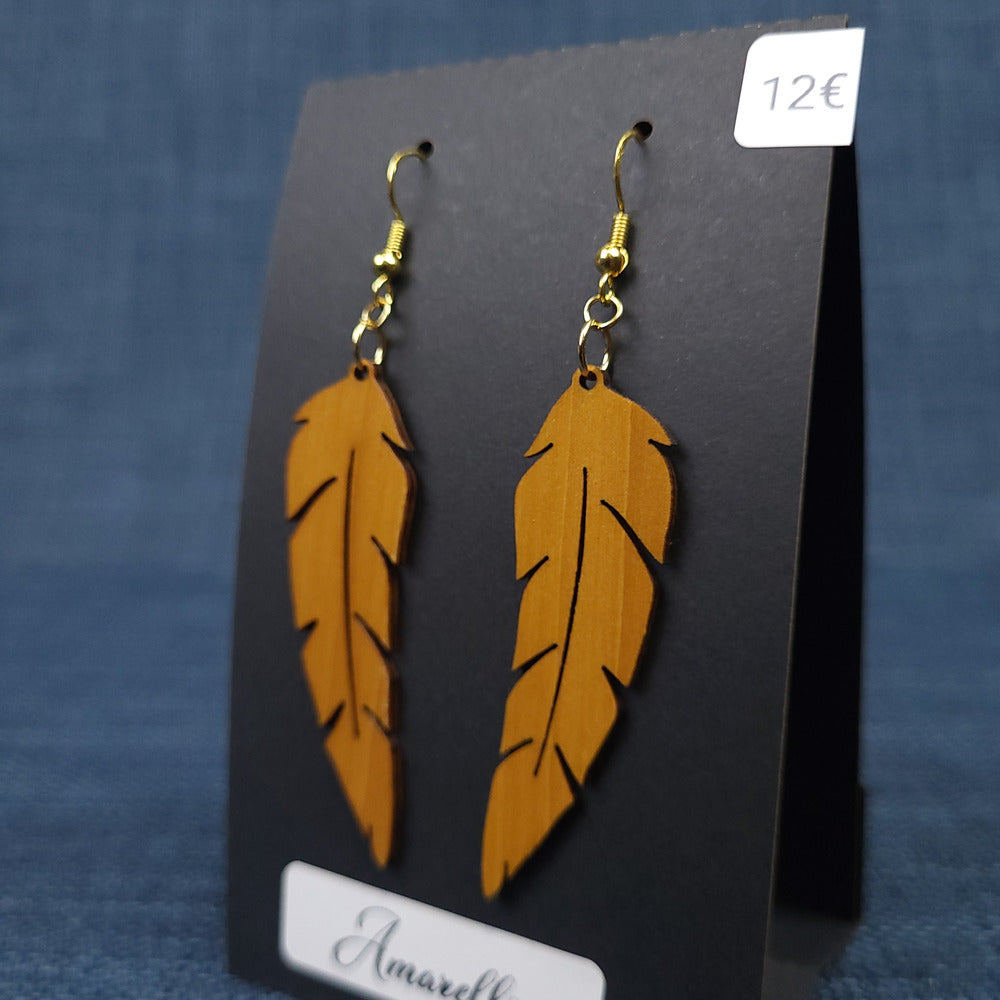 Boucles d’Oreilles Plumes – Bois Variés