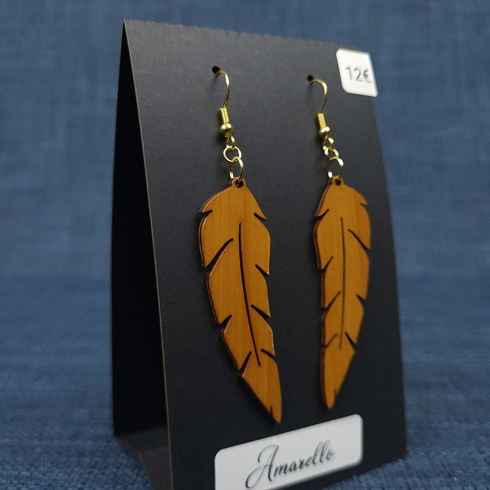 Boucles d’Oreilles Plumes – Bois Variés