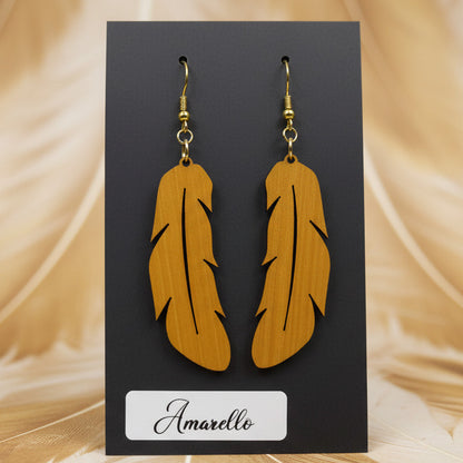 Boucles d’Oreilles Plumes – Bois Variés