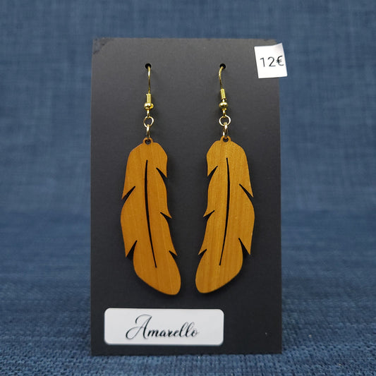 Boucles d’Oreilles Plumes – Bois Variés