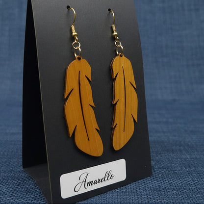 Boucles d’Oreilles Plumes – Bois Variés