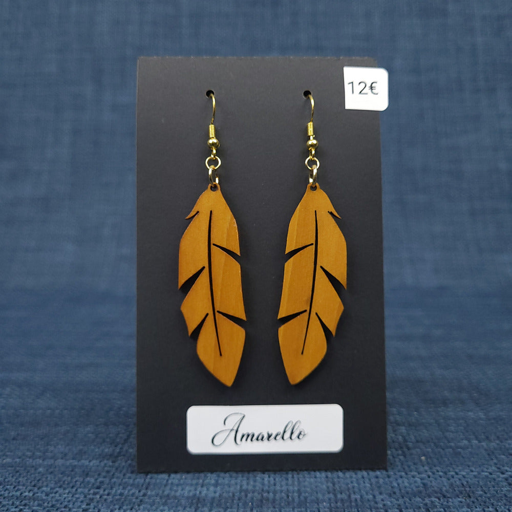 Boucles d’Oreilles Plumes – Bois Variés