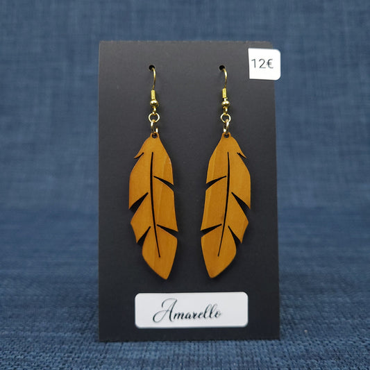 Boucles d’Oreilles Plumes – Bois Variés