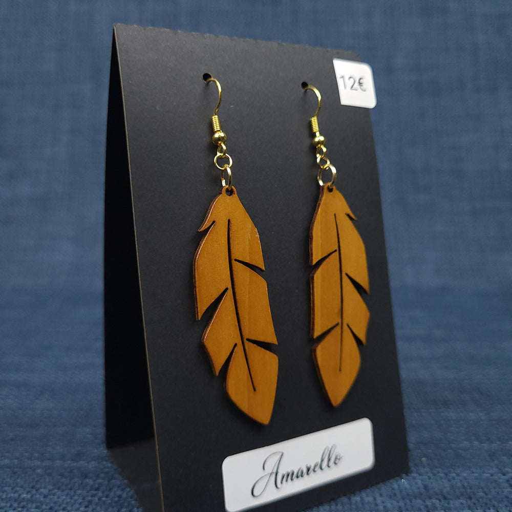 Boucles d’Oreilles Plumes – Bois Variés