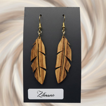 Boucles d’Oreilles Plumes – Bois Variés