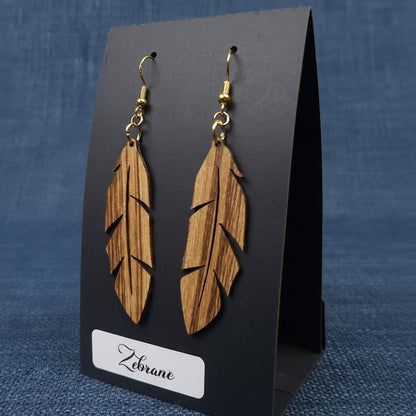 Boucles d’Oreilles Plumes – Bois Variés