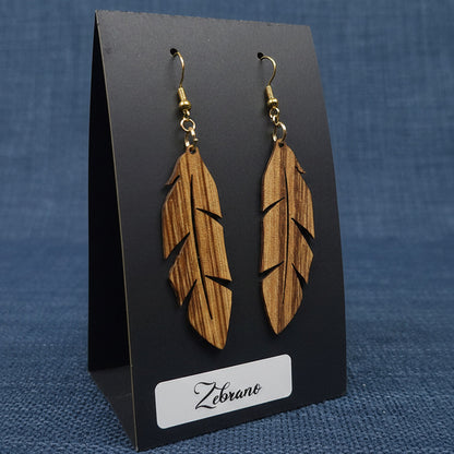 Boucles d’Oreilles Plumes – Bois Variés