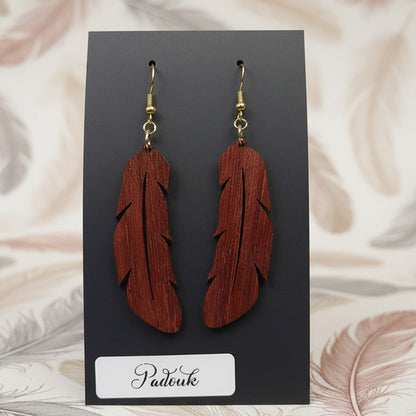 Boucles d’Oreilles Plumes – Bois Variés