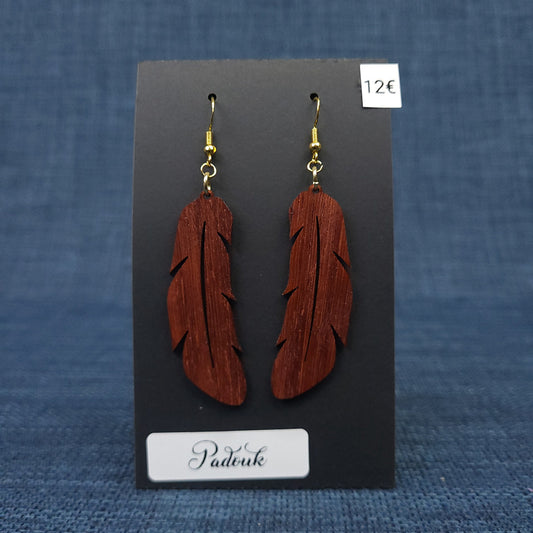 Boucles d’Oreilles Plumes – Bois Variés