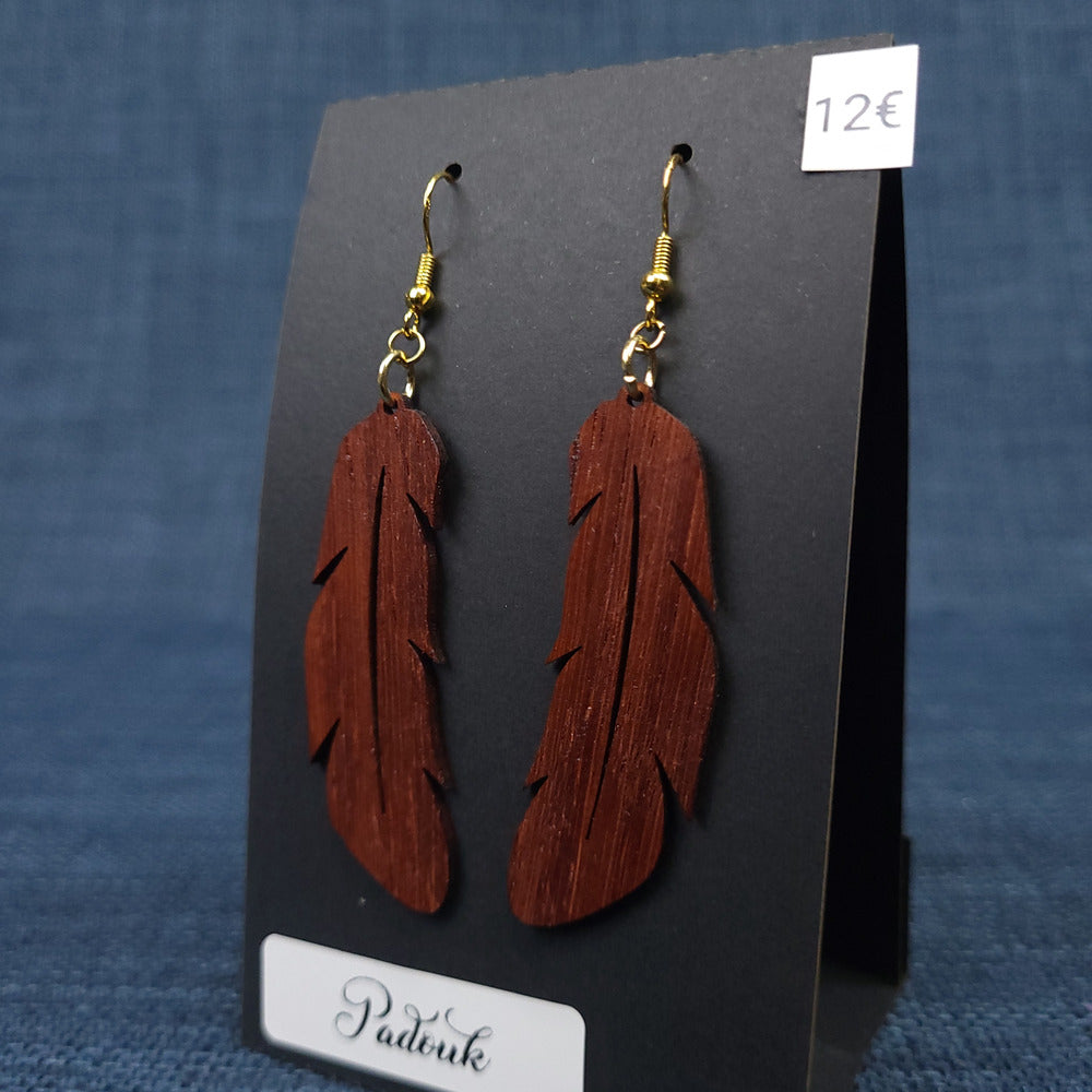 Boucles d’Oreilles Plumes – Bois Variés