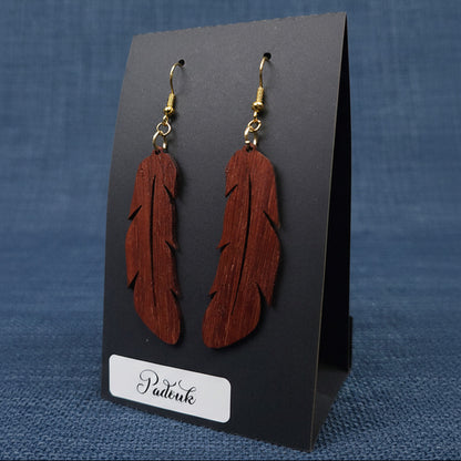 Boucles d’Oreilles Plumes – Bois Variés