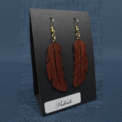 Boucles d’Oreilles Plumes – Bois Variés