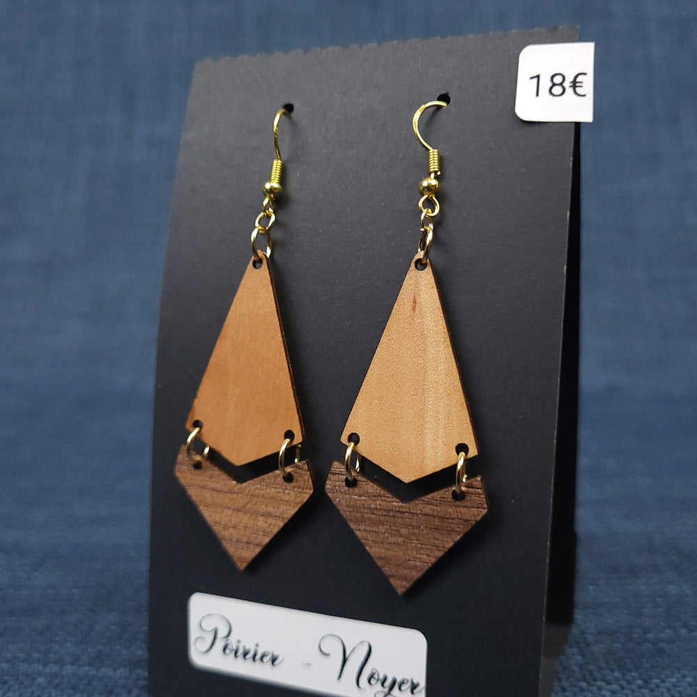 Boucles d’Oreilles Poirier et Noyer