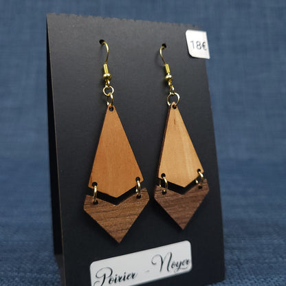 Boucles d’Oreilles Poirier et Noyer