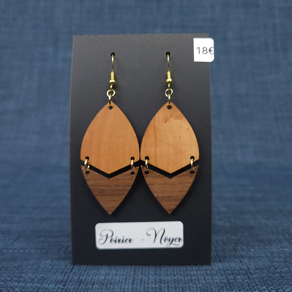 Boucles d’Oreilles Poirier et Noyer