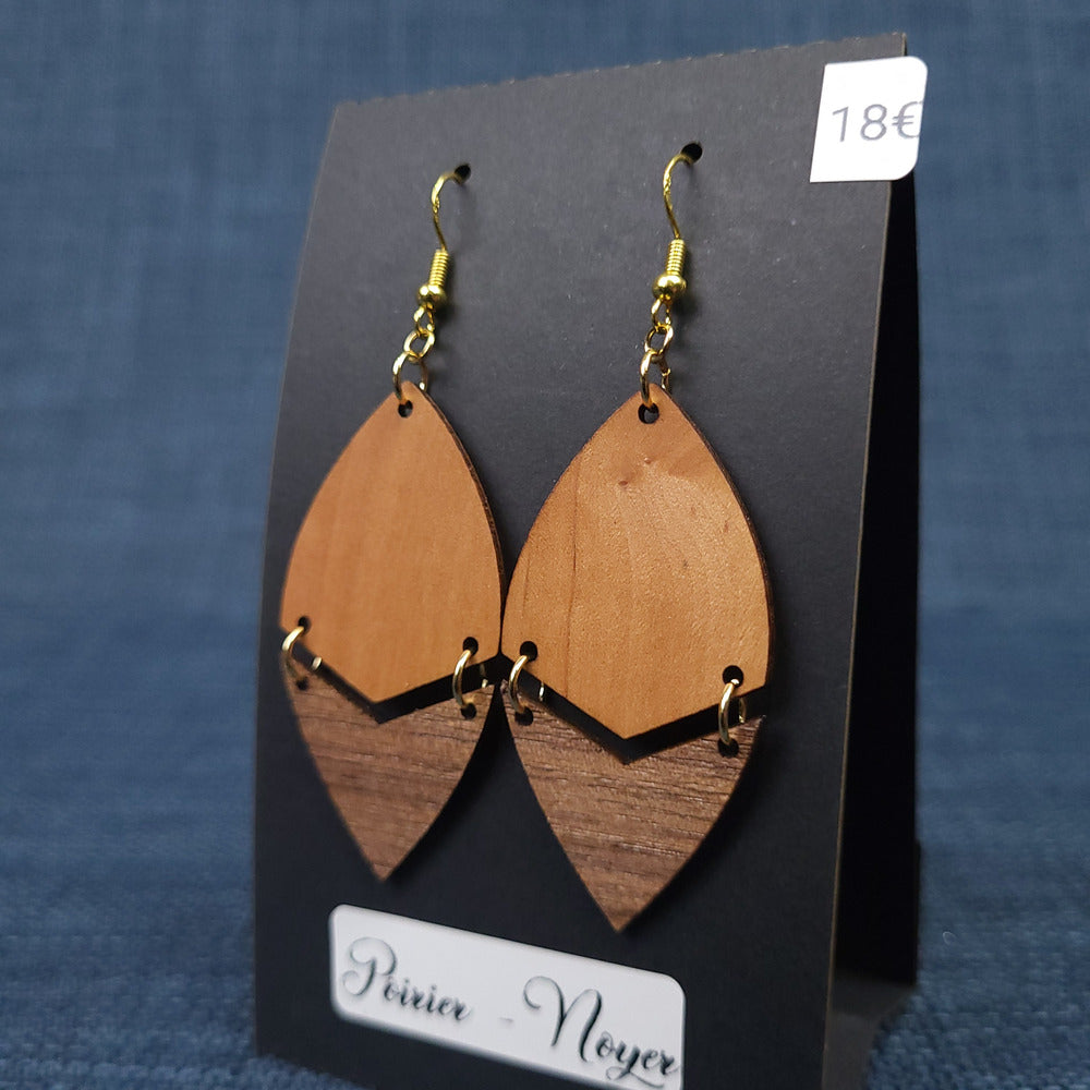 Boucles d’Oreilles Poirier et Noyer