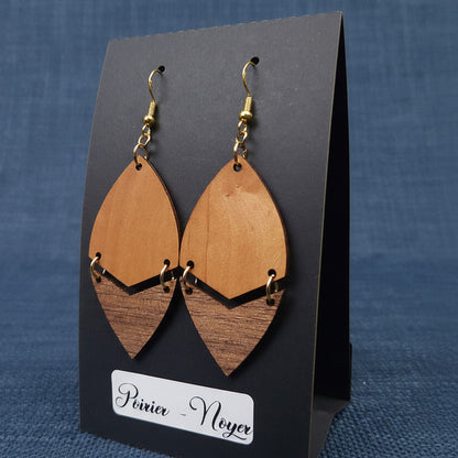 Boucles d’Oreilles Poirier et Noyer