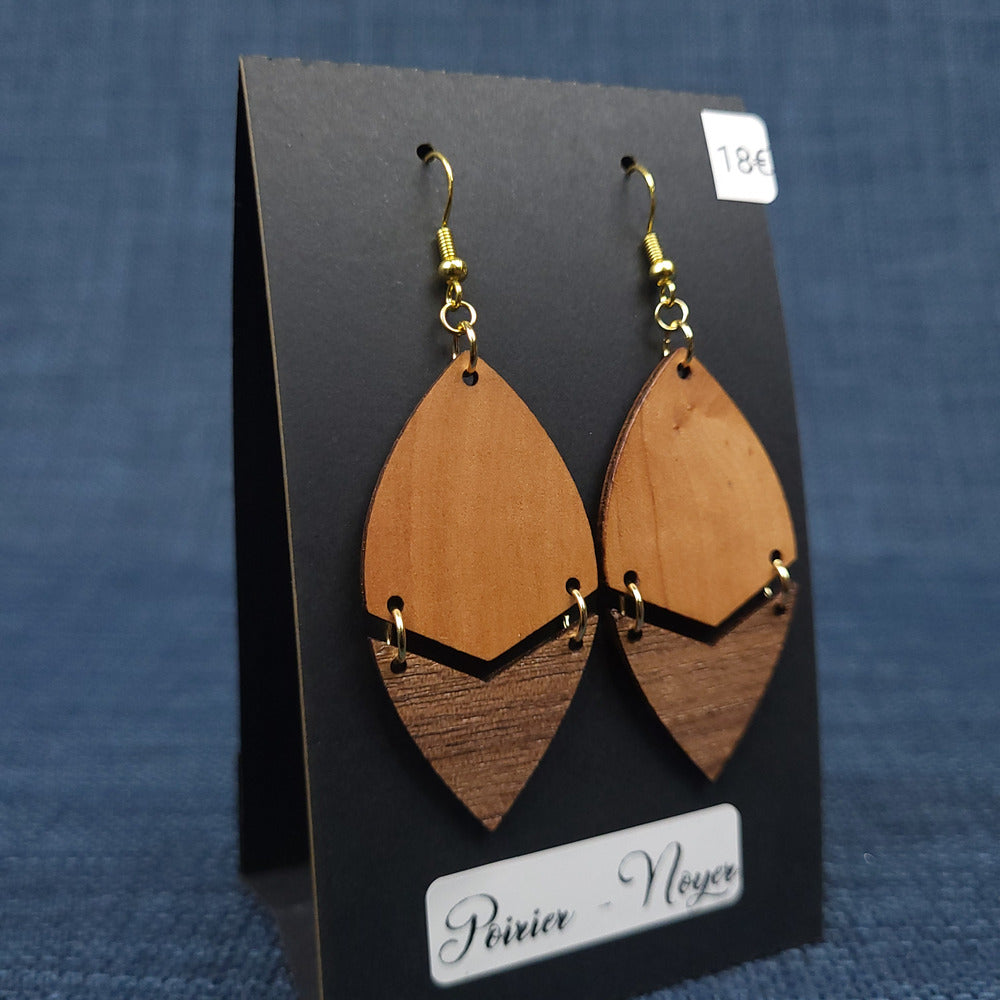 Boucles d’Oreilles Poirier et Noyer