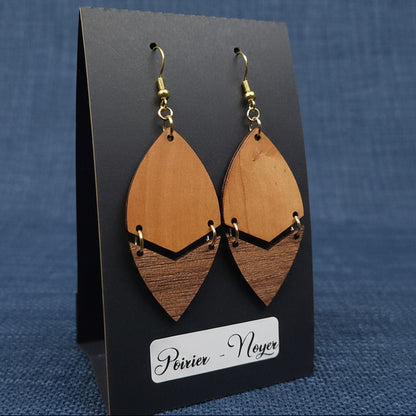 Boucles d’Oreilles Poirier et Noyer