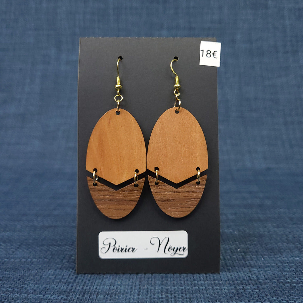 Boucles d’Oreilles Poirier et Noyer