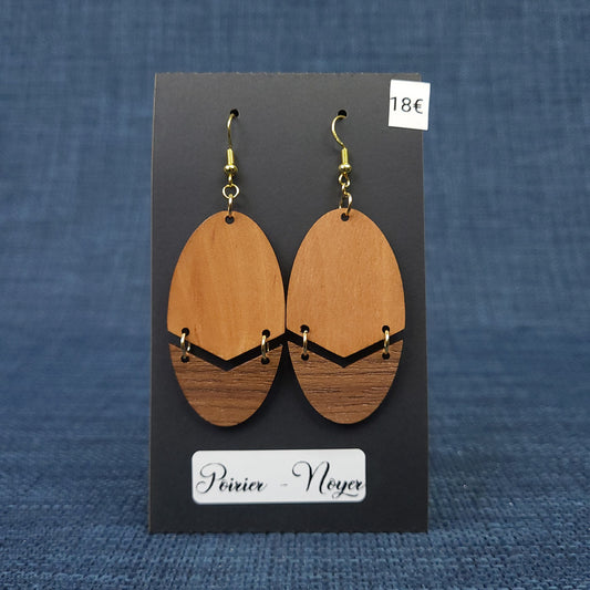 Boucles d’Oreilles Poirier et Noyer
