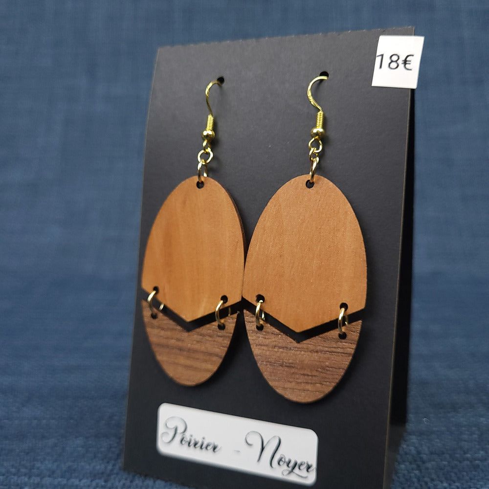 Boucles d’Oreilles Poirier et Noyer