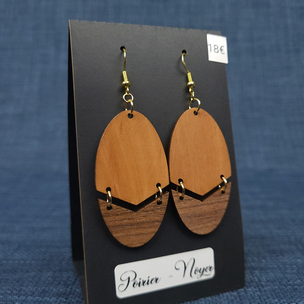 Boucles d’Oreilles Poirier et Noyer