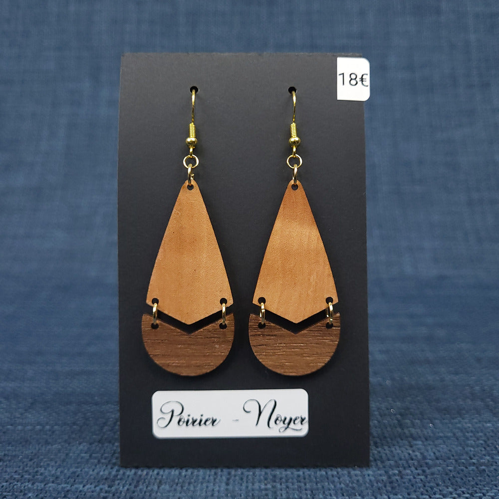 Boucles d’Oreilles Poirier et Noyer
