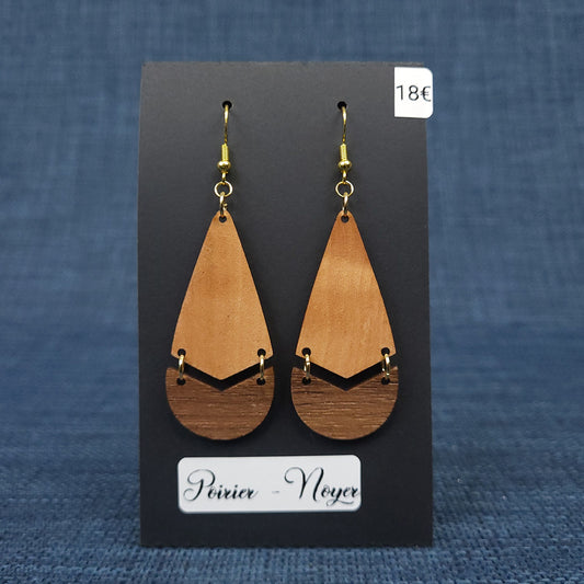 Boucles d’Oreilles Poirier et Noyer