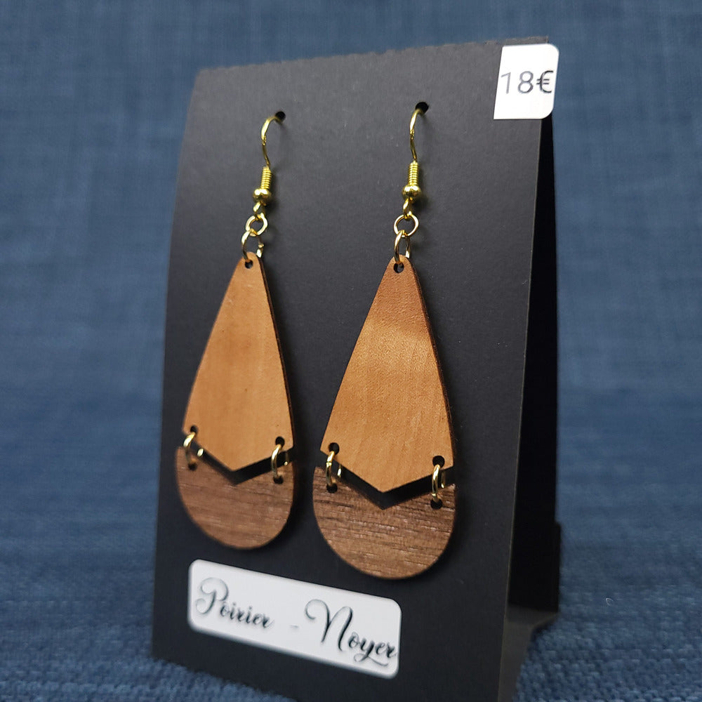 Boucles d’Oreilles Poirier et Noyer