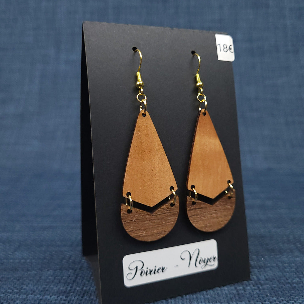 Boucles d’Oreilles Poirier et Noyer