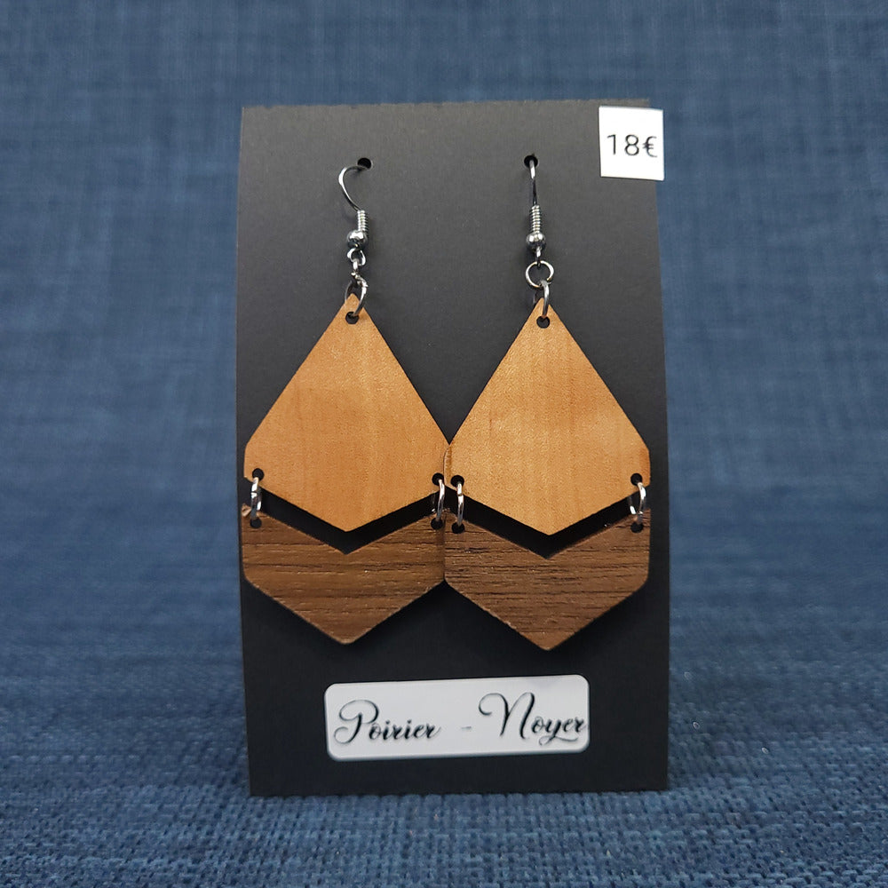 Boucles d’Oreilles Poirier et Noyer