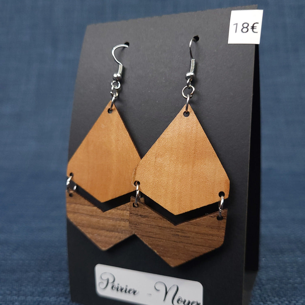 Boucles d’Oreilles Poirier et Noyer