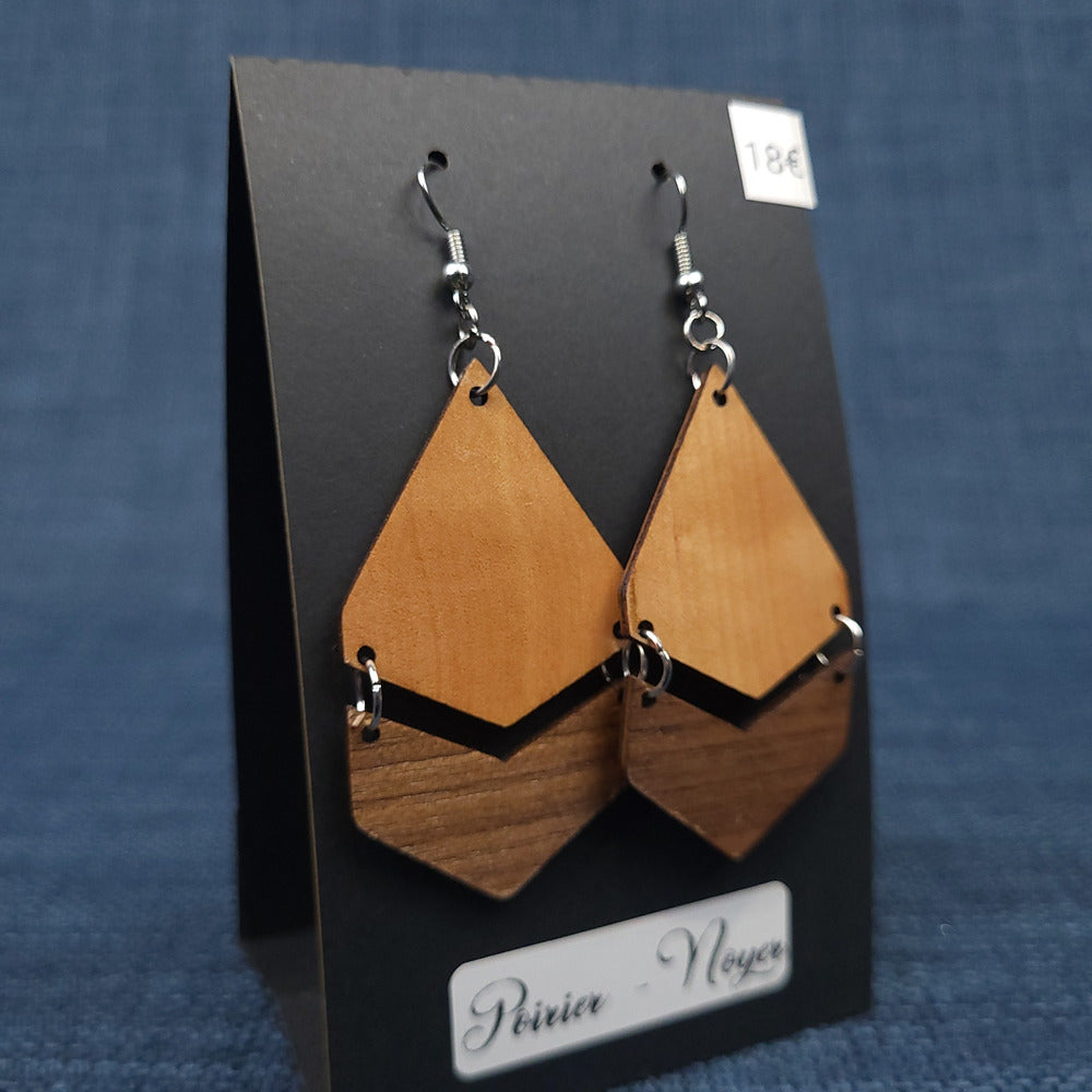 Boucles d’Oreilles Poirier et Noyer