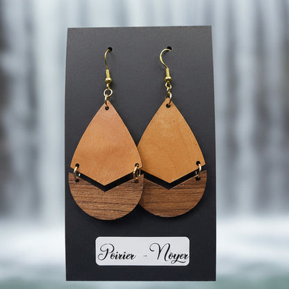 Boucles d’Oreilles Poirier et Noyer
