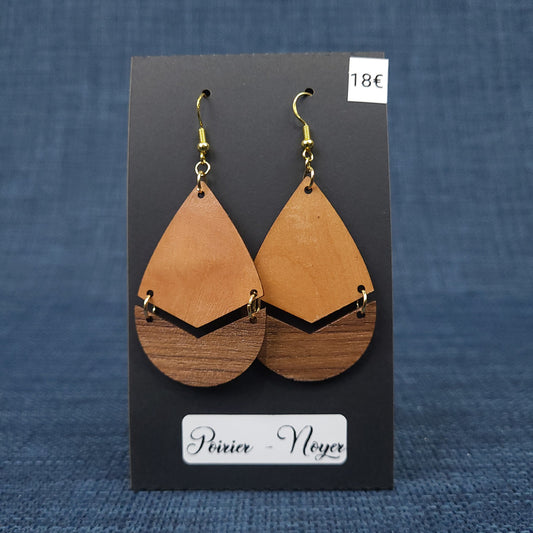 Boucles d’Oreilles Poirier et Noyer